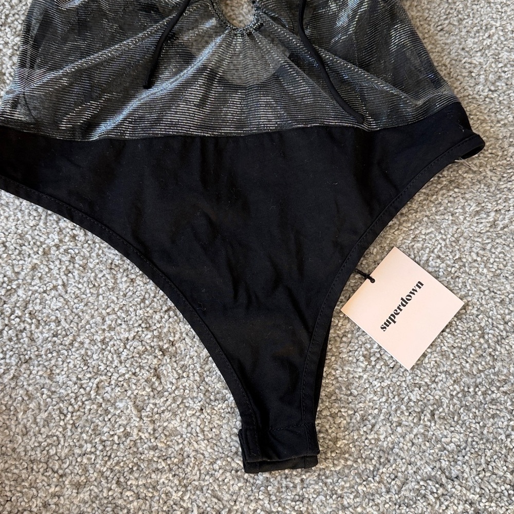 Revolve Superdown black iridescent mesh bodysuit … - image 5